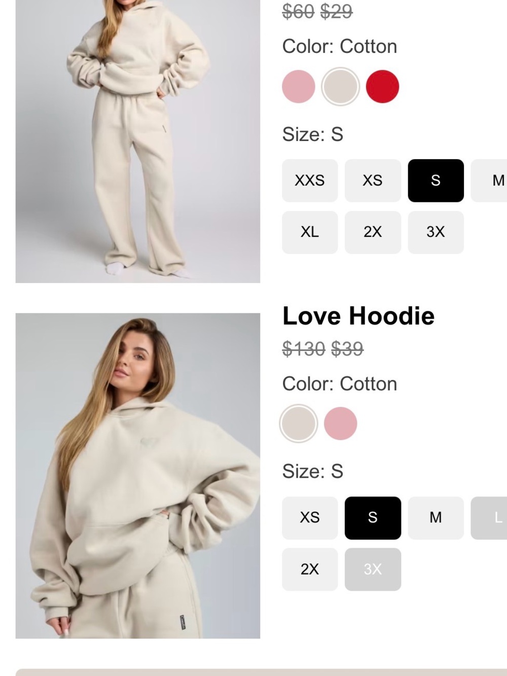 Comfrt Love Bundle- Cream (cotton) Hoodie and sweatpants - Picture 8 of 8